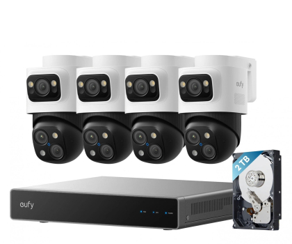 Kamera domowa Eufy Zestaw 4 kamer PoE S4 Max Biały + rejestrator eufy NVR S4